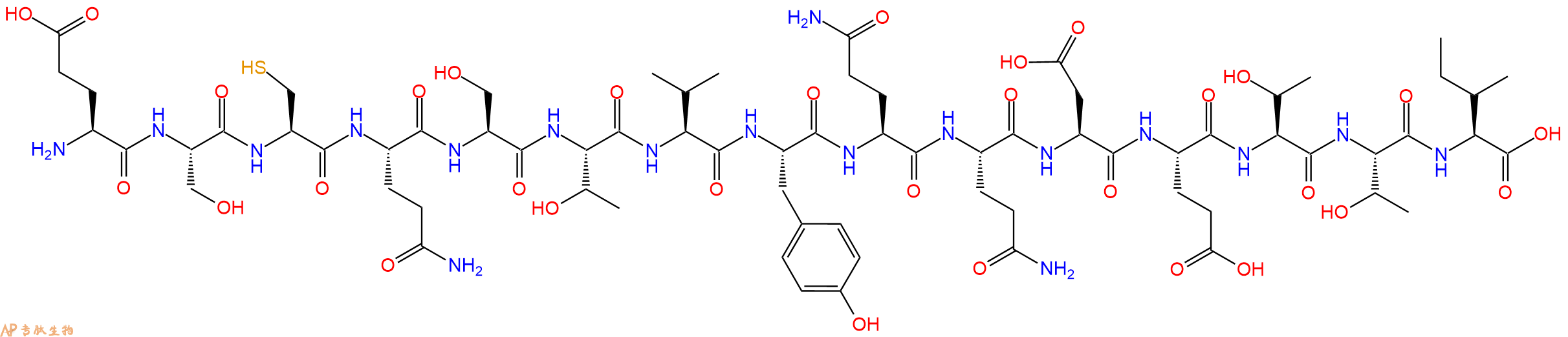 专肽生物产品H2N-Glu-Ser-Cys-Gln-Ser-Thr-Val-Tyr-Gln-Gln-Asp-Glu-Thr-Thr-Ile-OH