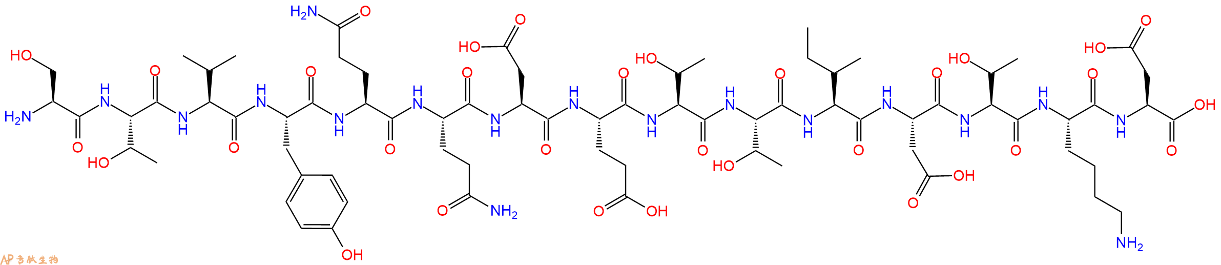 专肽生物产品H2N-Ser-Thr-Val-Tyr-Gln-Gln-Asp-Glu-Thr-Thr-Ile-Asp-Thr-Lys-Asp-OH