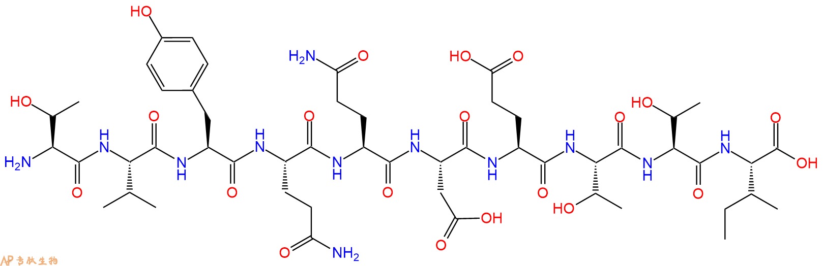 专肽生物产品H2N-Thr-Val-Tyr-Gln-Gln-Asp-Glu-Thr-Thr-Ile-OH