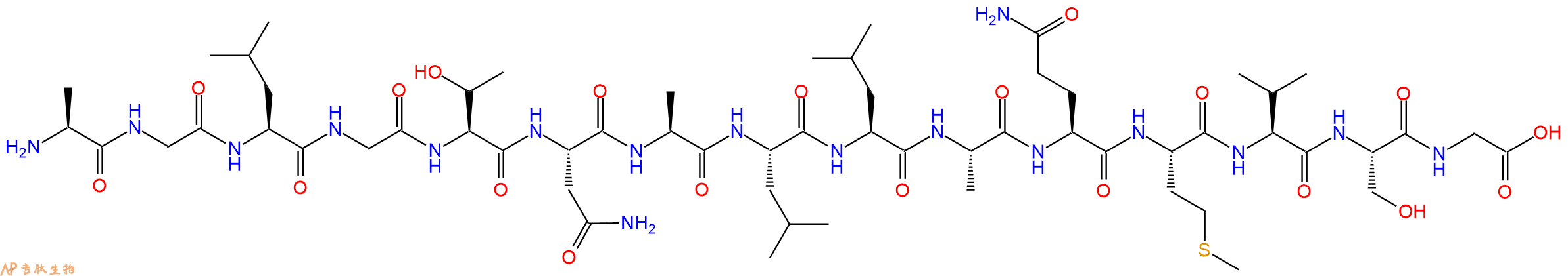 专肽生物产品H2N-Ala-Gly-Leu-Gly-Thr-Asn-Ala-Leu-Leu-Ala-Gln-Met-Val-Ser-Gly-OH