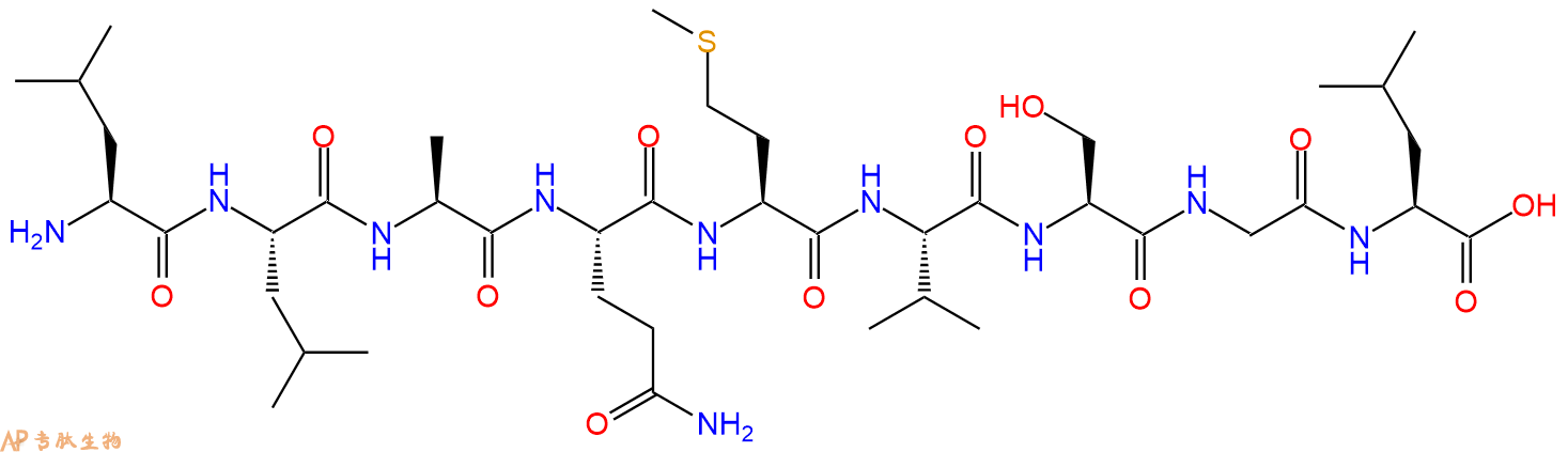 专肽生物产品H2N-Leu-Leu-Ala-Gln-Met-Val-Ser-Gly-Leu-OH