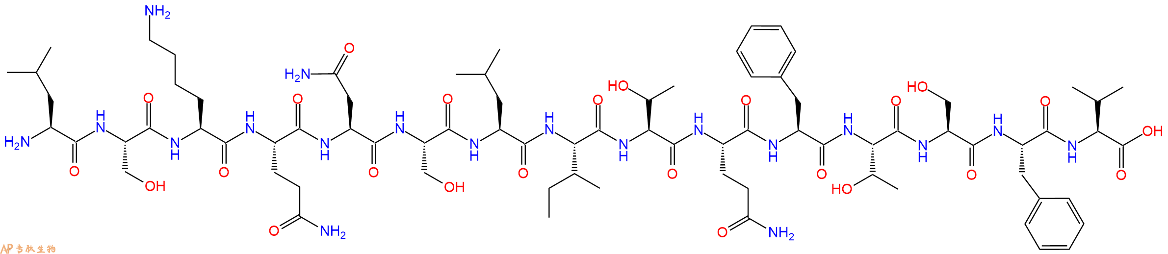 专肽生物产品H2N-Leu-Ser-Lys-Gln-Asn-Ser-Leu-Ile-Thr-Gln-Phe-Thr-Ser-Phe-Val-OH