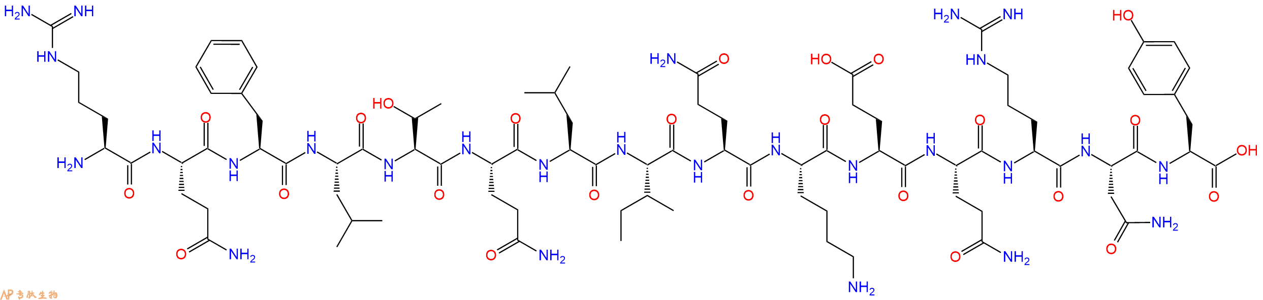 专肽生物产品H2N-Arg-Gln-Phe-Leu-Thr-Gln-Leu-Ile-Gln-Lys-Glu-Gln-Arg-Asn-Tyr-OH