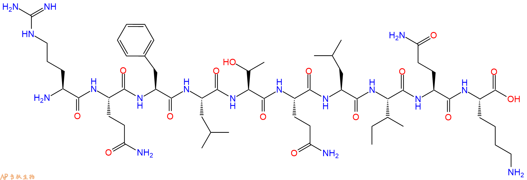 专肽生物产品H2N-Arg-Gln-Phe-Leu-Thr-Gln-Leu-Ile-Gln-Lys-OH