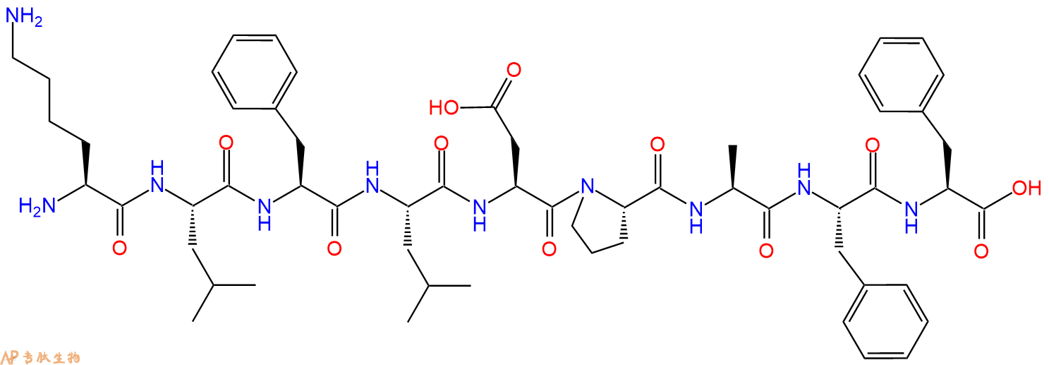 专肽生物产品H2N-Lys-Leu-Phe-Leu-Asp-Pro-Ala-Phe-Phe-OH