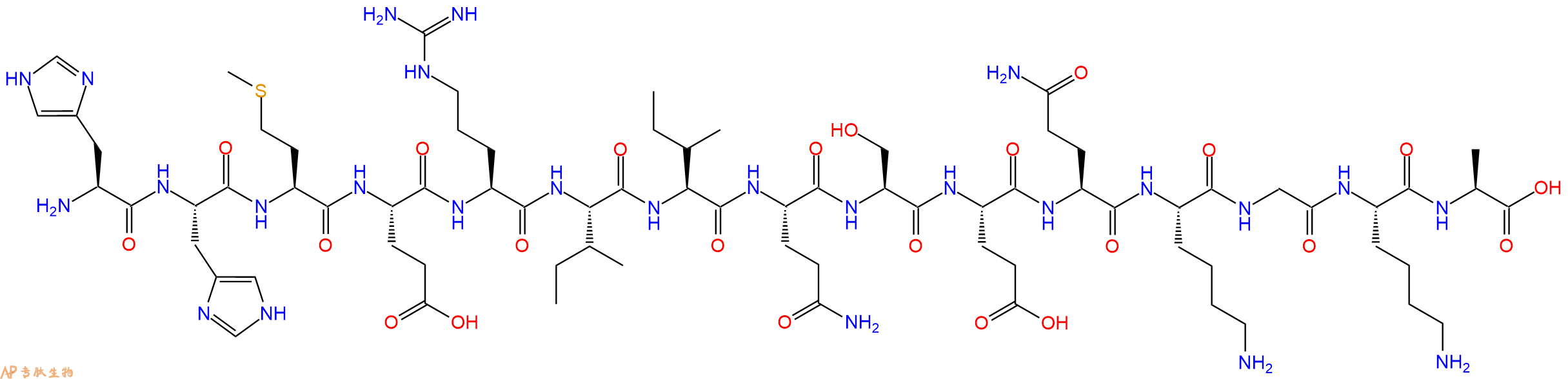 专肽生物产品H2N-His-His-Met-Glu-Arg-Ile-Ile-Gln-Ser-Glu-Gln-Lys-Gly-Lys-Ala-OH