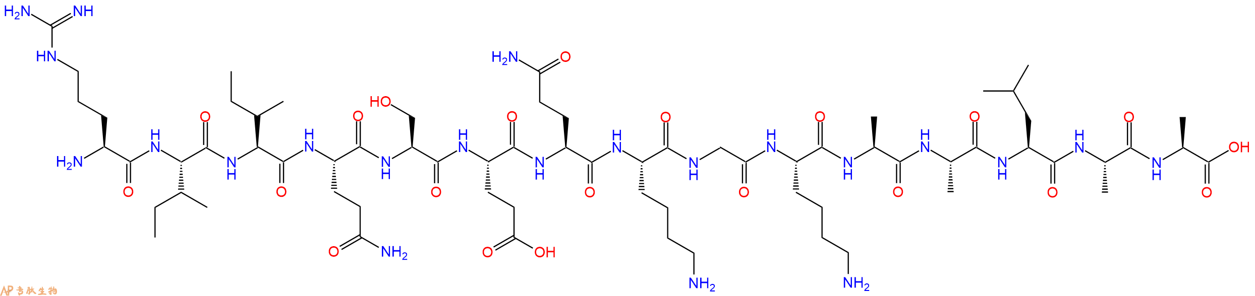 专肽生物产品H2N-Arg-Ile-Ile-Gln-Ser-Glu-Gln-Lys-Gly-Lys-Ala-Ala-Leu-Ala-Ala-OH