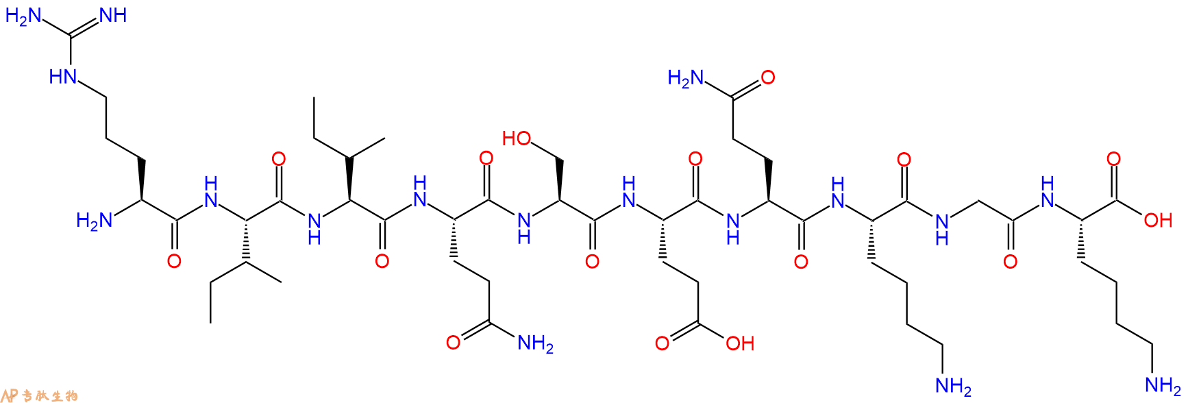 专肽生物产品H2N-Arg-Ile-Ile-Gln-Ser-Glu-Gln-Lys-Gly-Lys-OH