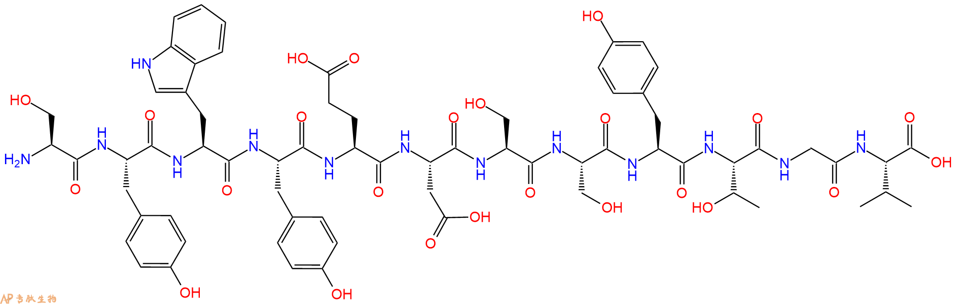 专肽生物产品H2N-Ser-Tyr-Trp-Tyr-Glu-Asp-Ser-Ser-Tyr-Thr-Gly-Val-OH