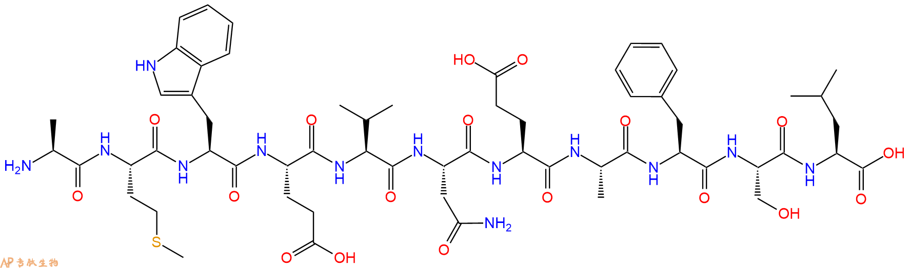 专肽生物产品H2N-Ala-Met-Trp-Glu-Val-Asn-Glu-Ala-Phe-Ser-Leu-OH
