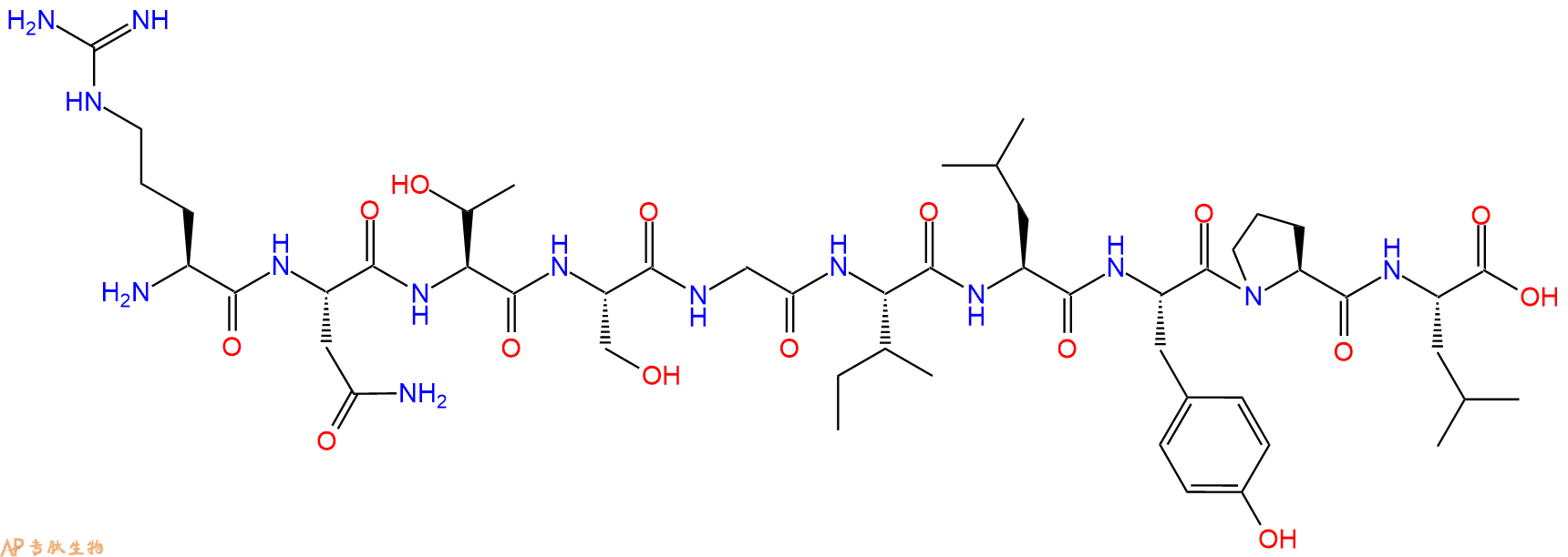 专肽生物产品H2N-Arg-Asn-Thr-Ser-Gly-Ile-Leu-Tyr-Pro-Leu-OH