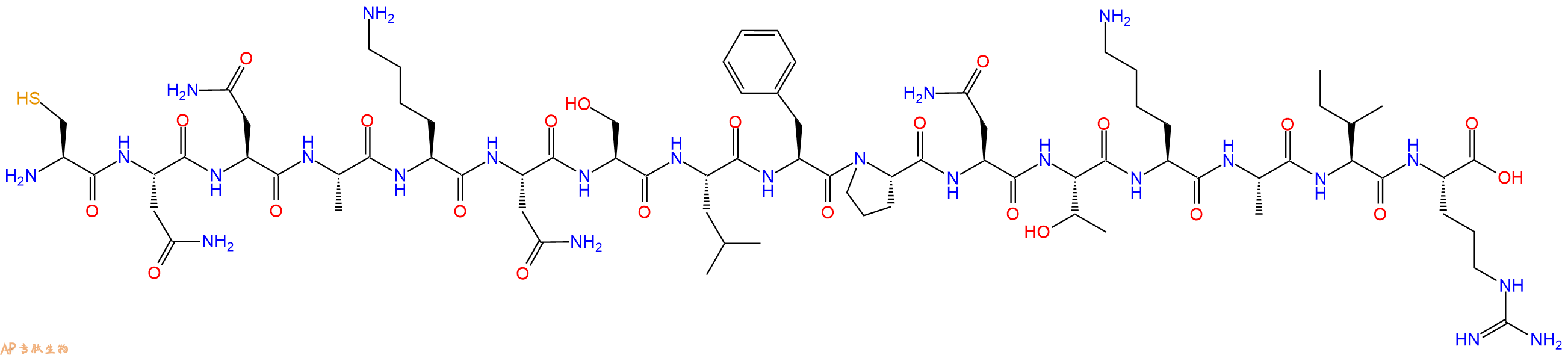 专肽生物产品H2N-Cys-Asn-Asn-Ala-Lys-Asn-Ser-Leu-Phe-Pro-Asn-Thr-Lys-Ala-Ile-Arg-OH