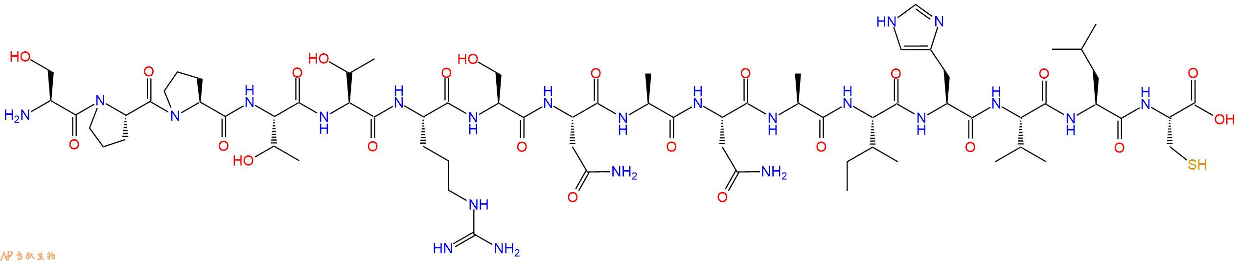 专肽生物产品H2N-Ser-Pro-Pro-Thr-Thr-Arg-Ser-Asn-Ala-Asn-Ala-Ile-His-Val-Leu-Cys-OH