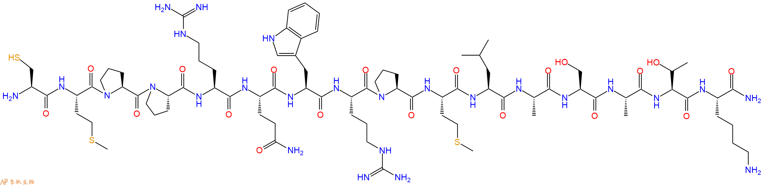 专肽生物产品H2N-Cys-Met-Pro-Pro-Arg-Gln-Trp-Arg-Pro-Met-Leu-Ala-Ser-Ala-Thr-Lys-CONH2