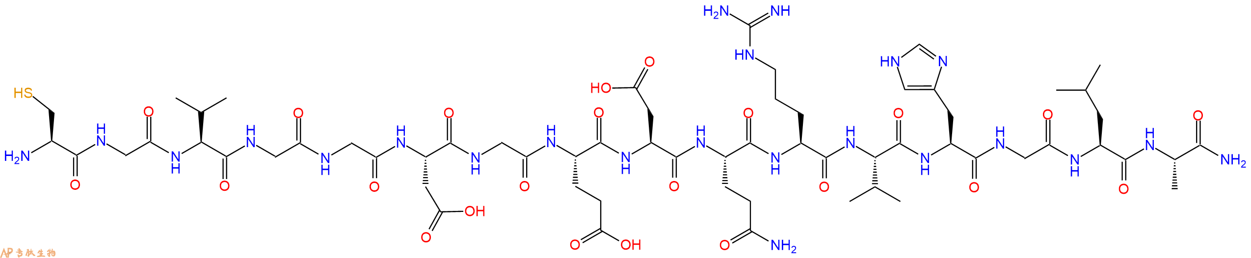 专肽生物产品H2N-Cys-Gly-Val-Gly-Gly-Asp-Gly-Glu-Asp-Gln-Arg-Val-His-Gly-Leu-Ala-CONH2