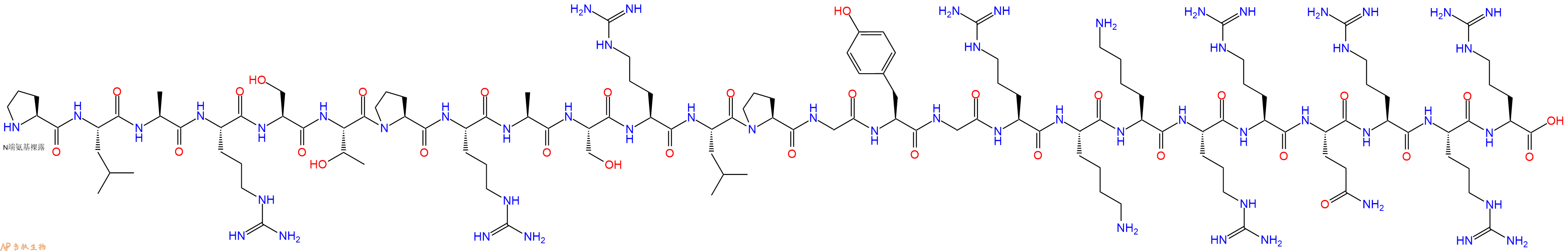 专肽生物产品H2N-Pro-Leu-Ala-Arg-Ser-Thr-Pro-Arg-Ala-Ser-Arg-Leu-Pro-Gly-Tyr-Gly-Arg-Lys-Lys-Arg-Arg-Gln-Arg-Arg-Arg-OH