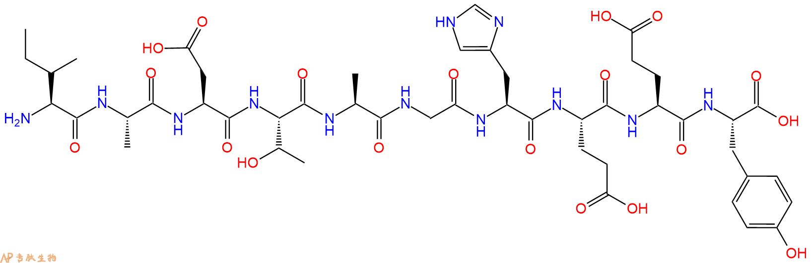 专肽生物产品H2N-Ile-Ala-Asp-Thr-Ala-Gly-His-Glu-Glu-Tyr-OH