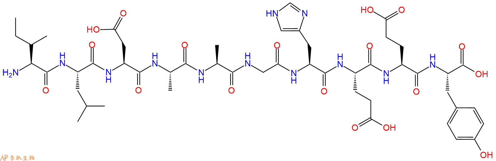 专肽生物产品H2N-Ile-Leu-Asp-Ala-Ala-Gly-His-Glu-Glu-Tyr-OH