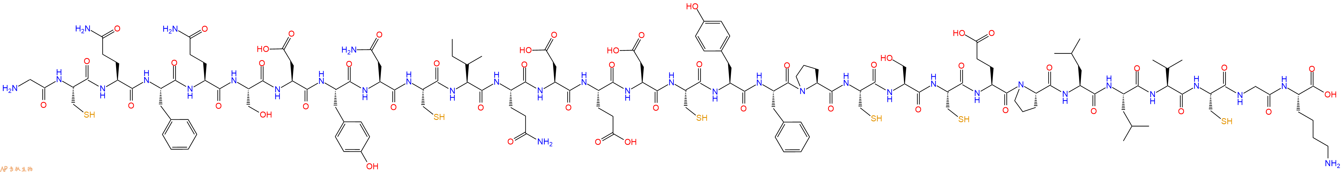 专肽生物产品H2N-Gly-Cys-Gln-Phe-Gln-Ser-Asp-Tyr-Asn-Cys-Ile-Gln-Asp-Glu-Asp-Cys-Tyr-Phe-Pro-Cys-Ser-Cys-Glu-Pro-Leu-Leu-Val-Cys-Gly-Lys-OH