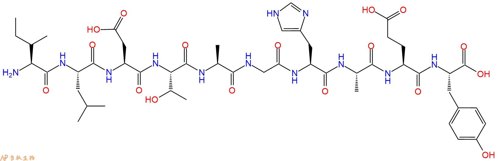 专肽生物产品H2N-Ile-Leu-Asp-Thr-Ala-Gly-His-Ala-Glu-Tyr-OH