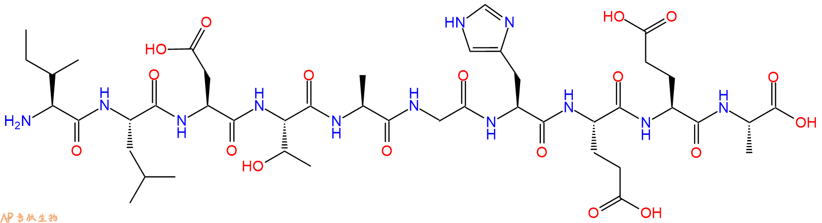 专肽生物产品H2N-Ile-Leu-Asp-Thr-Ala-Gly-His-Glu-Glu-Ala-OH