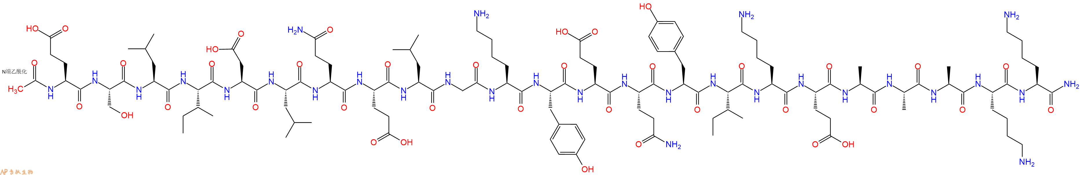 专肽生物产品Ac-Glu-Ser-Leu-Ile-Asp-Leu-Gln-Glu-Leu-Gly-Lys-Tyr-Glu-Gln-Tyr-Ile-Lys-Glu-Ala-Ala-Ala-Lys-Lys-CONH2