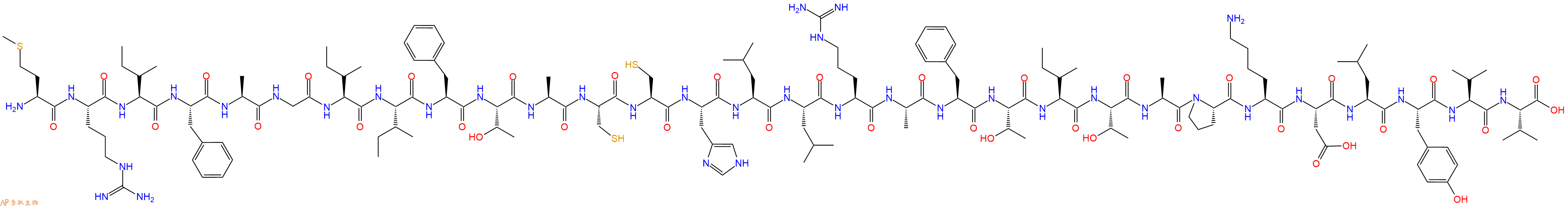 专肽生物产品H2N-Met-Arg-Ile-Phe-Ala-Gly-Ile-Ile-Phe-Thr-Ala-Cys-Cys-His-Leu-Leu-Arg-Ala-Phe-Thr-Ile-Thr-Ala-Pro-Lys-Asp-Leu-Tyr-Val-Val-OH