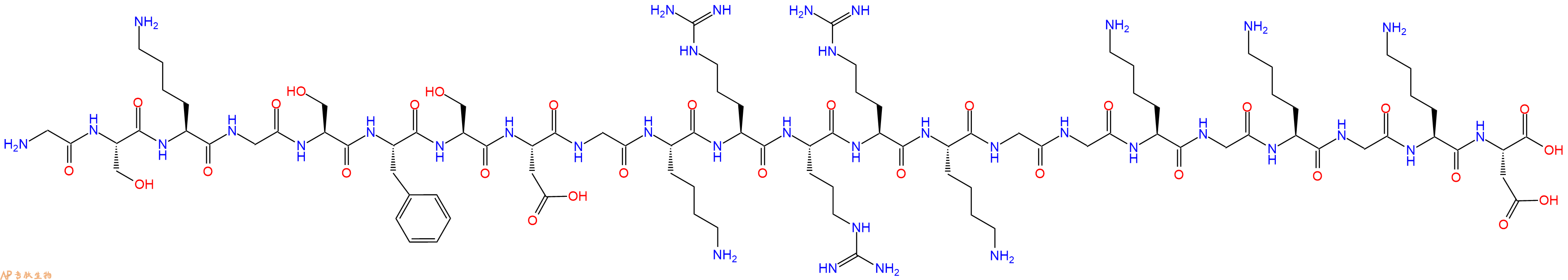 专肽生物产品H2N-Gly-Ser-Lys-Gly-Ser-Phe-Ser-Asp-Gly-Lys-Arg-Arg-Arg-Lys-Gly-Gly-Lys-Gly-Lys-Gly-Lys-Asp-OH