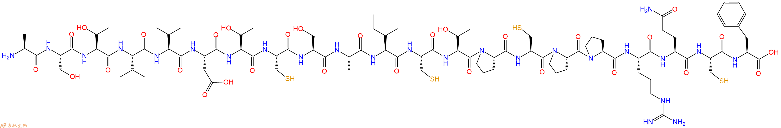 专肽生物产品H2N-Ala-Ser-Thr-Val-Val-Asp-Thr-Cys-Ser-Ala-Ile-Cys-Thr-Pro-Cys-Pro-Pro-Arg-Gln-Cys-Phe-OH