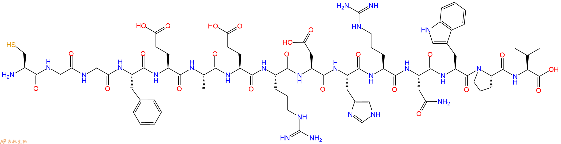 专肽生物产品H2N-Cys-Gly-Gly-Phe-Glu-Ala-Glu-Arg-Asp-His-Arg-Asn-Trp-Pro-Val-OH