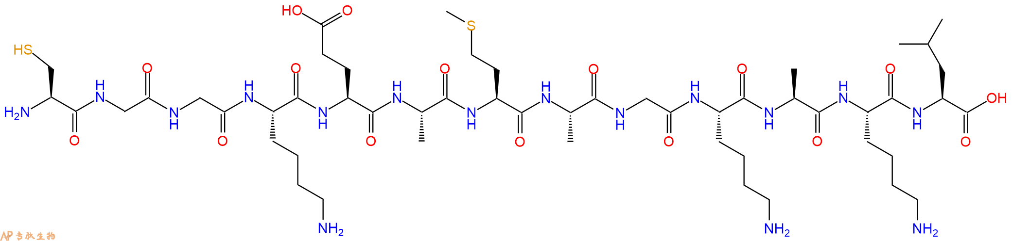 专肽生物产品H2N-Cys-Gly-Gly-Lys-Glu-Ala-Met-Ala-Gly-Lys-Ala-Lys-Leu-OH