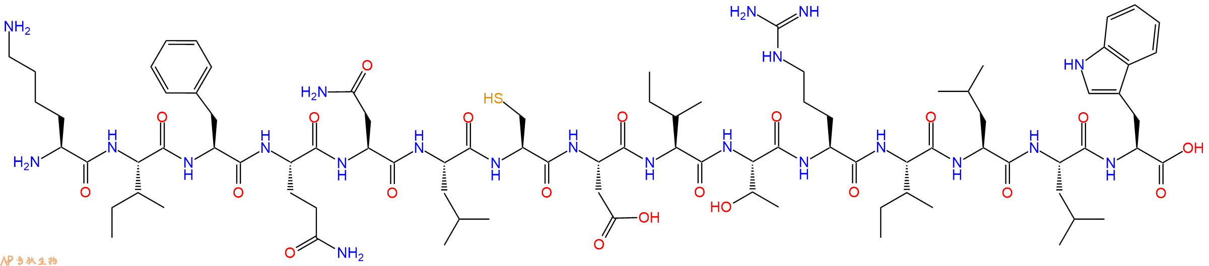 专肽生物产品H2N-Lys-Ile-Phe-Gln-Asn-Leu-Cys-Asp-Ile-Thr-Arg-Ile-Leu-Leu-Trp-OH