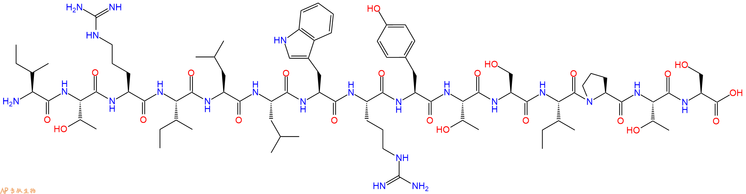 专肽生物产品H2N-Ile-Thr-Arg-Ile-Leu-Leu-Trp-Arg-Tyr-Thr-Ser-Ile-Pro-Thr-Ser-OH