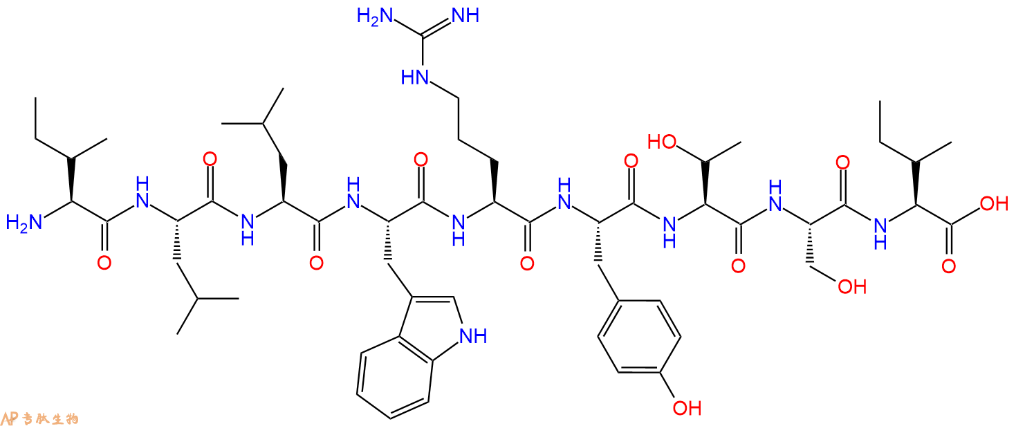 专肽生物产品H2N-Ile-Leu-Leu-Trp-Arg-Tyr-Thr-Ser-Ile-OH