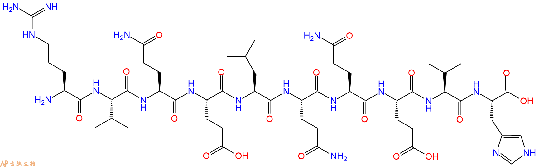 专肽生物产品H2N-Arg-Val-Gln-Glu-Leu-Gln-Gln-Glu-Val-His-OH