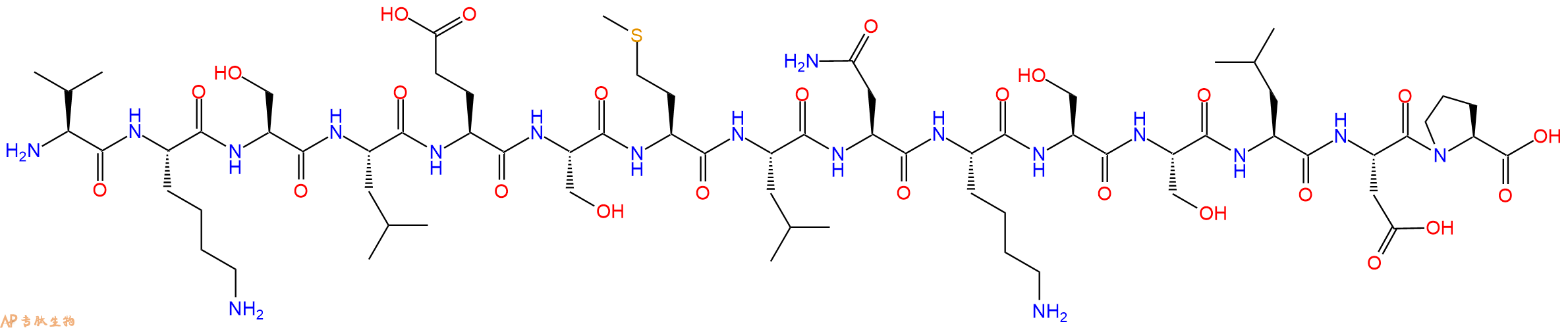 专肽生物产品H2N-Val-Lys-Ser-Leu-Glu-Ser-Met-Leu-Asn-Lys-Ser-Ser-Leu-Asp-Pro-OH