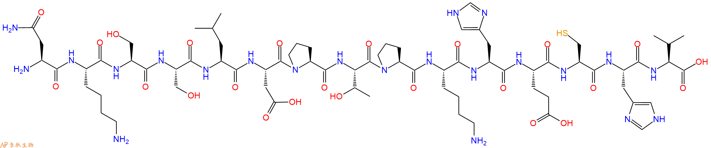 专肽生物产品H2N-Asn-Lys-Ser-Ser-Leu-Asp-Pro-Thr-Pro-Lys-His-Glu-Cys-His-Val-OH
