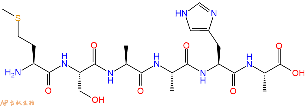 专肽生物产品H2N-Met-Ser-Ala-Ala-His-Ala-OH
