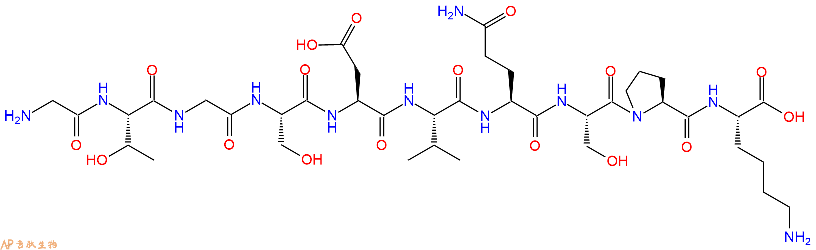 专肽生物产品H2N-Gly-Thr-Gly-Ser-Asp-Val-Gln-Ser-Pro-Lys-OH