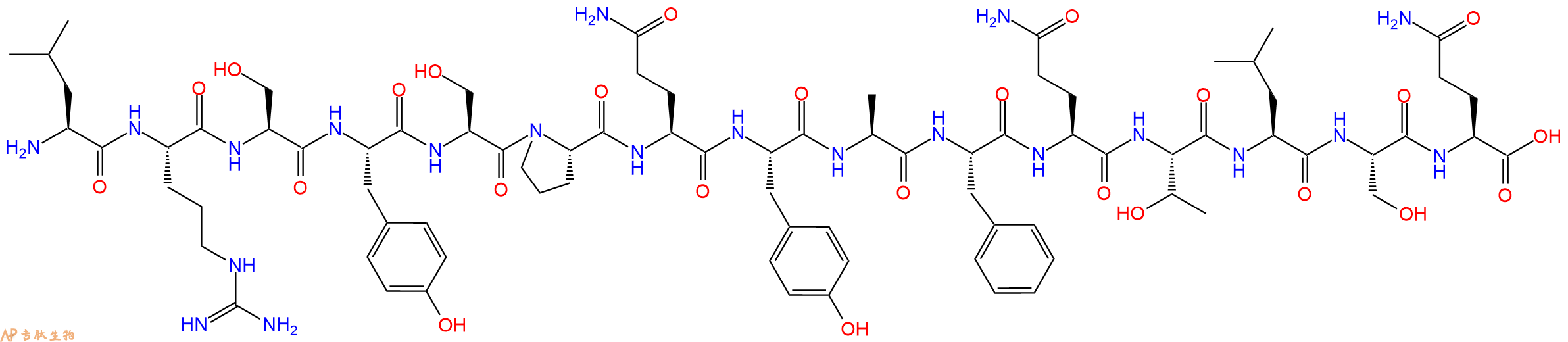 专肽生物产品H2N-Leu-Arg-Ser-Tyr-Ser-Pro-Gln-Tyr-Ala-Phe-Gln-Thr-Leu-Ser-Gln-OH