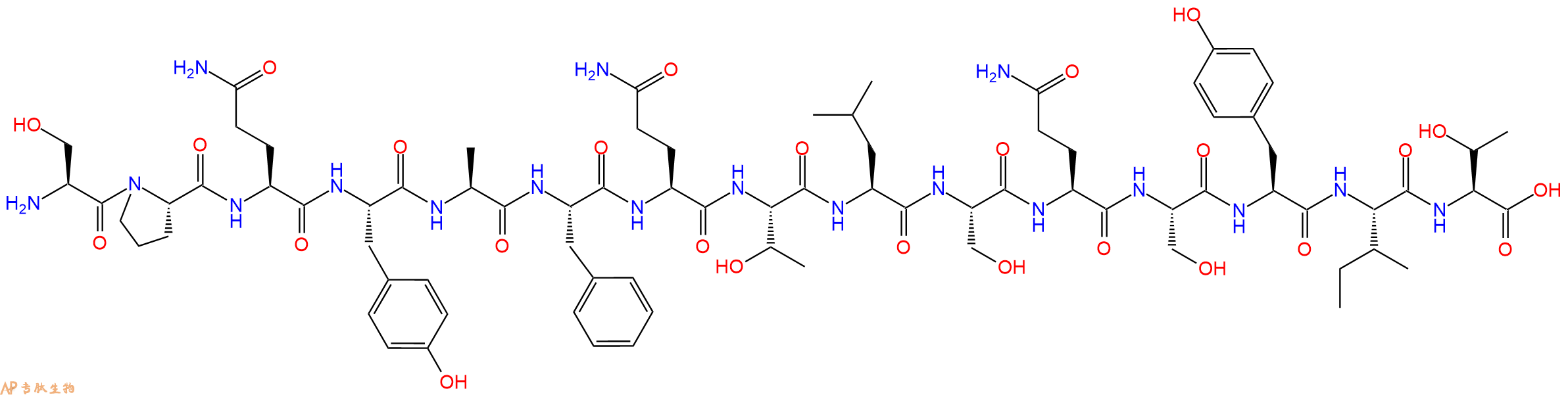 专肽生物产品H2N-Ser-Pro-Gln-Tyr-Ala-Phe-Gln-Thr-Leu-Ser-Gln-Ser-Tyr-Ile-Thr-OH