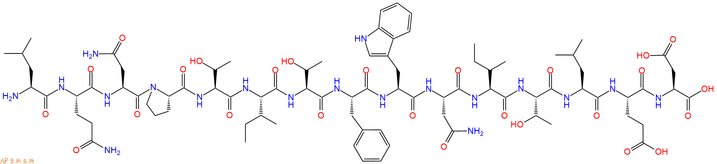 专肽生物产品H2N-Leu-Gln-Asn-Pro-Thr-Ile-Thr-Phe-Trp-Asn-Ile-Thr-Leu-Glu-Asp-OH