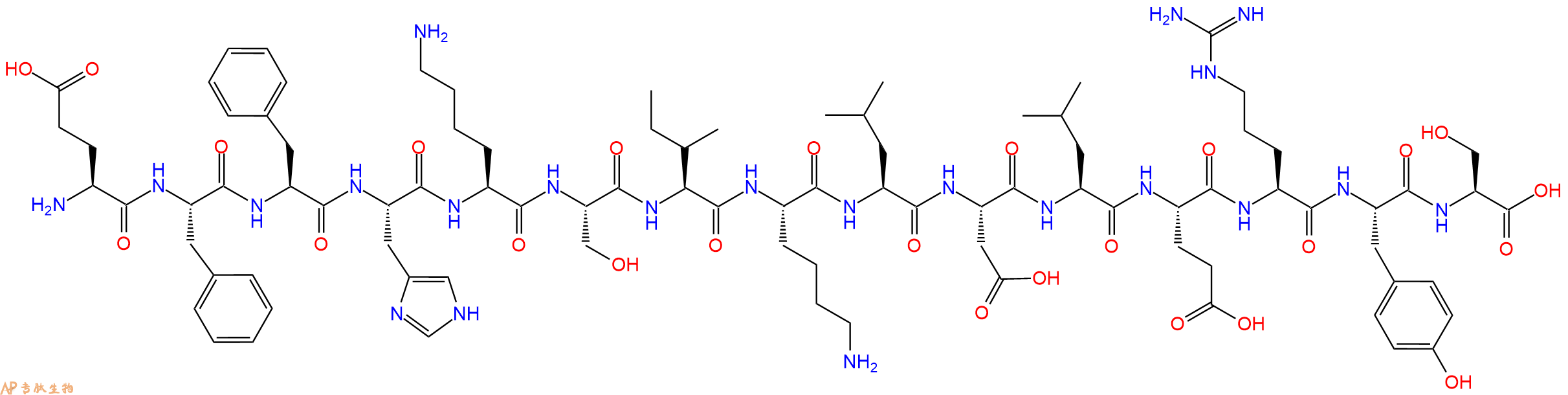 专肽生物产品H2N-Glu-Phe-Phe-His-Lys-Ser-Ile-Lys-Leu-Asp-Leu-Glu-Arg-Tyr-Ser-OH