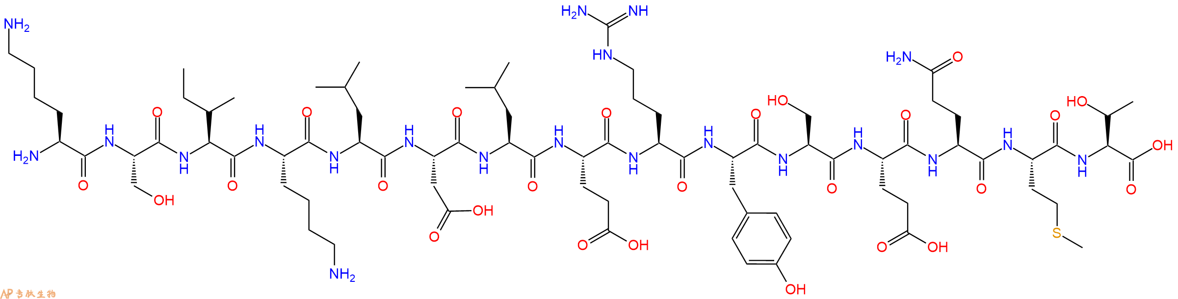 专肽生物产品H2N-Lys-Ser-Ile-Lys-Leu-Asp-Leu-Glu-Arg-Tyr-Ser-Glu-Gln-Met-Thr-OH