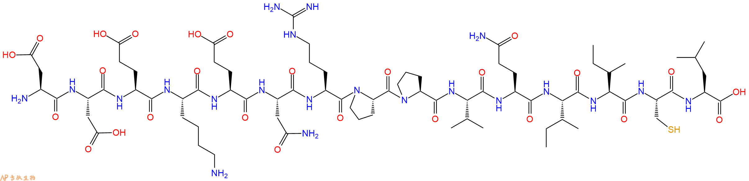 专肽生物产品H2N-Asp-Asp-Glu-Lys-Glu-Asn-Arg-Pro-Pro-Val-Gln-Ile-Ile-Cys-Leu-OH