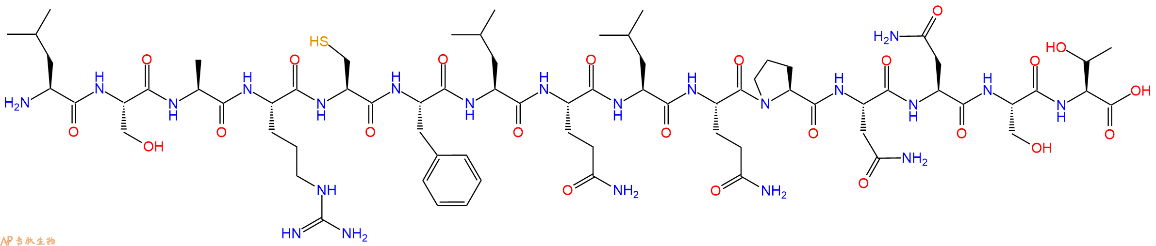 专肽生物产品H2N-Leu-Ser-Ala-Arg-Cys-Phe-Leu-Gln-Leu-Gln-Pro-Asn-Asn-Ser-Thr-OH