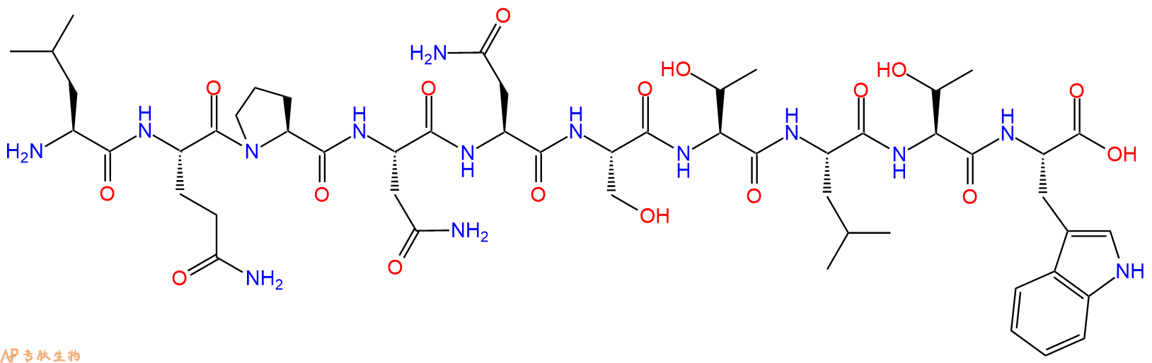 专肽生物产品H2N-Leu-Gln-Pro-Asn-Asn-Ser-Thr-Leu-Thr-Trp-OH