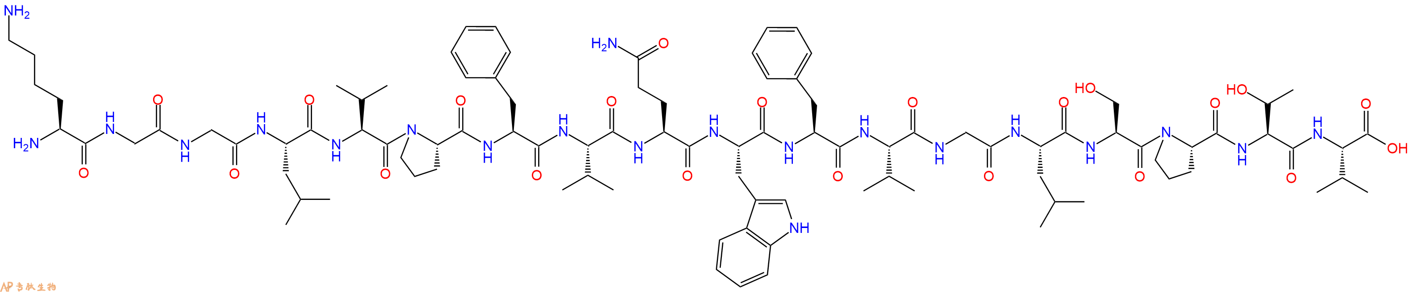 专肽生物产品H2N-Lys-Gly-Gly-Leu-Val-Pro-Phe-Val-Gln-Trp-Phe-Val-Gly-Leu-Ser-Pro-Thr-Val-OH