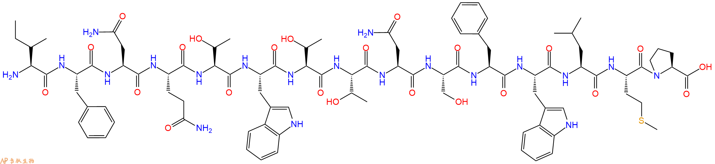专肽生物产品H2N-Ile-Phe-Asn-Gln-Thr-Trp-Thr-Thr-Asn-Ser-Phe-Trp-Leu-Met-Pro-OH