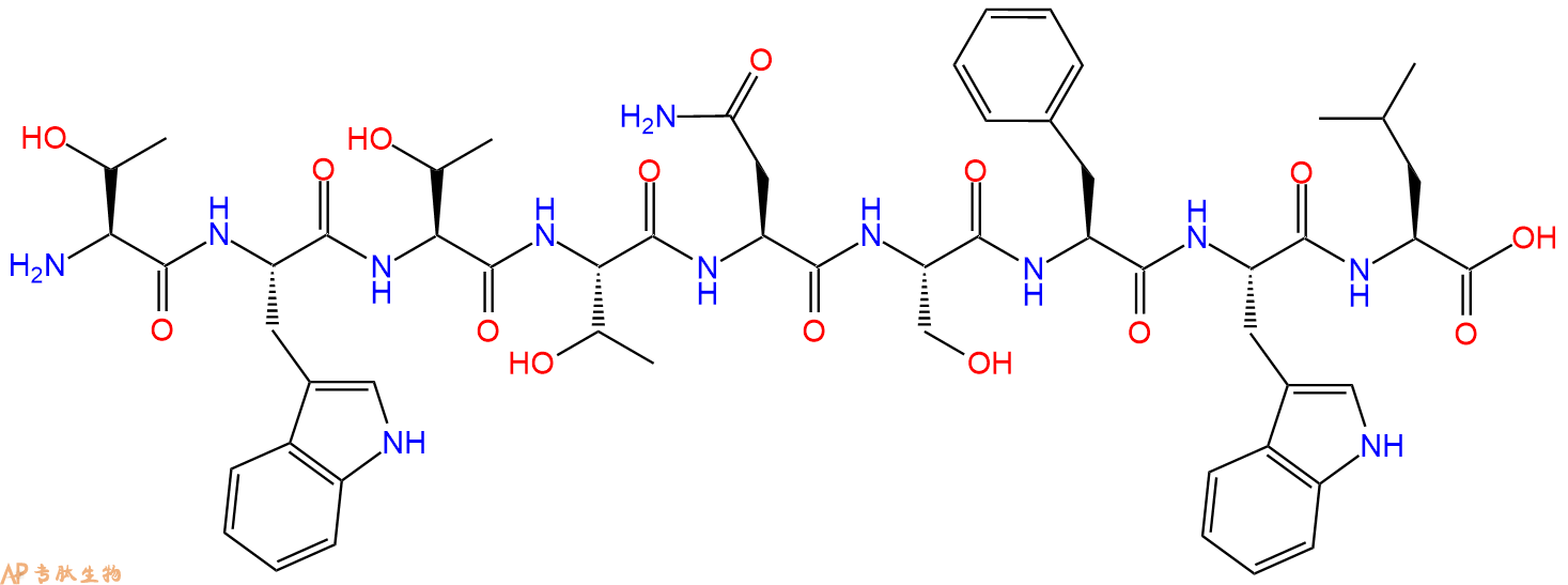 专肽生物产品H2N-Thr-Trp-Thr-Thr-Asn-Ser-Phe-Trp-Leu-OH
